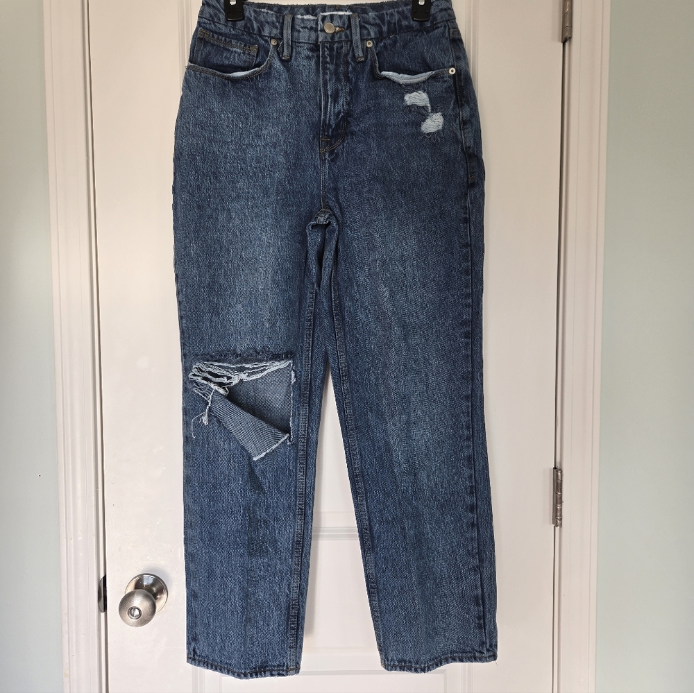 Good American Good 90s Duster Jeans Blue950 Size 6 / 28. NWOT - Picture 2 of 7